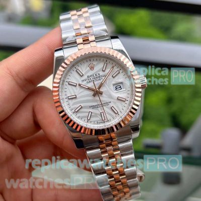 Replica Rolex 36 Datejust Palm motif Dial 2-Tone Rose Gold Watches